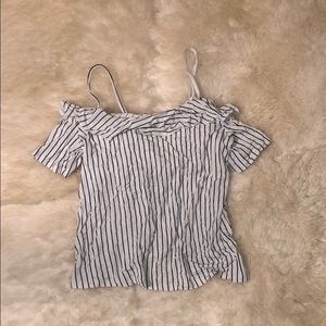 NEVER WORN OFF THE SHOULDER STRIPPED TOP
